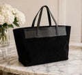 Yves Saint Laurent Reversible East West Shopper Tote Studded Leather & Suede Black