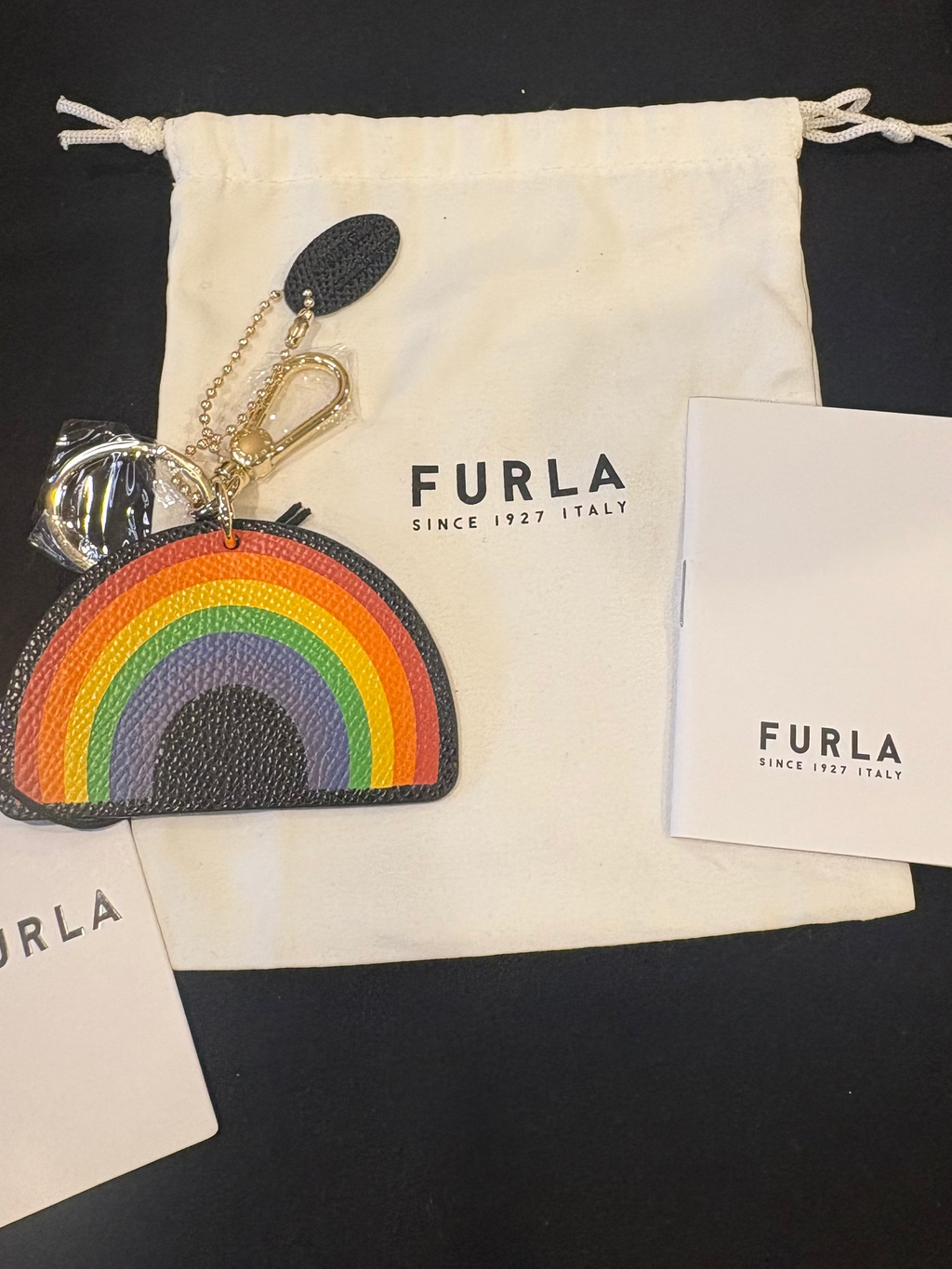 Furla Rainbow Leather Bag Charm / Keychain New