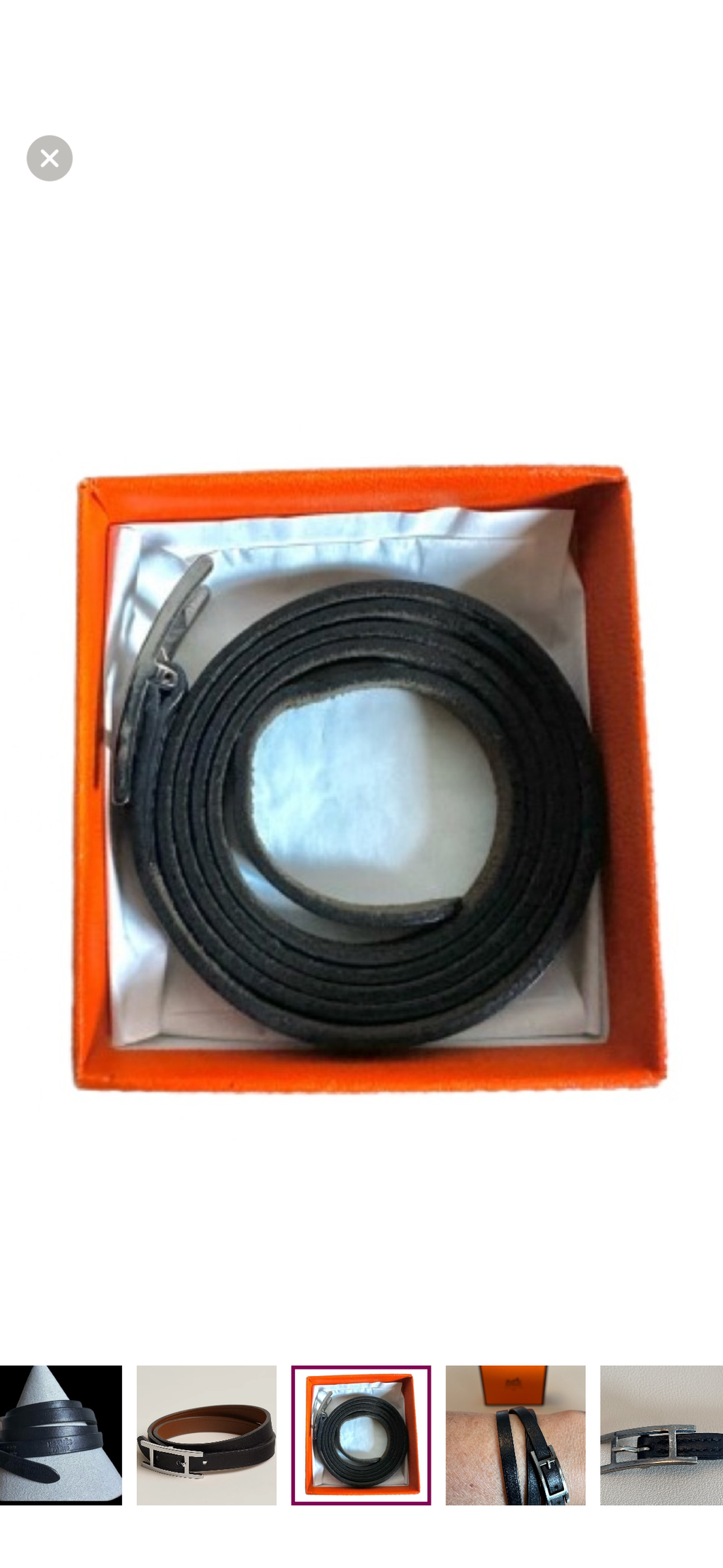 Hermès Behapi Double Tour Leather Wrap Bracelet / Choker – Black