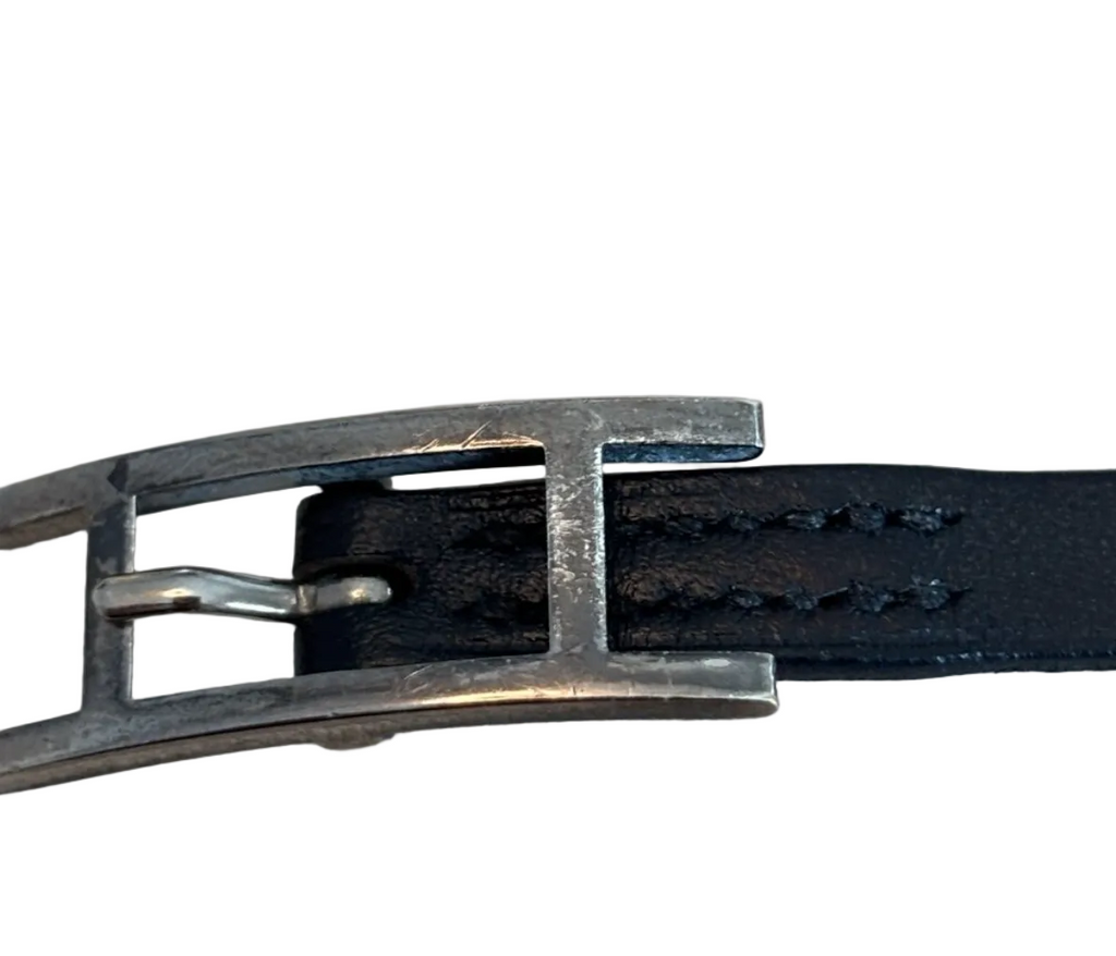 Hermès Behapi Double Tour Leather Wrap Bracelet / Choker – Black