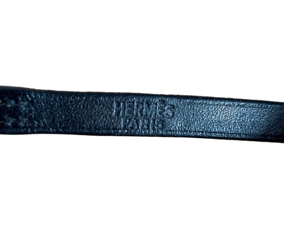 Hermès Behapi Double Tour Leather Wrap Bracelet / Choker – Black