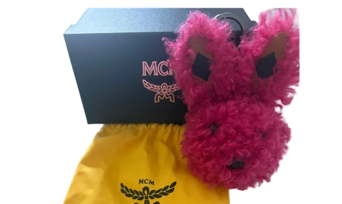 MCM Pink Shearling Bunny Bag Charm / Keychain – Limited Edition, Full Inclusion