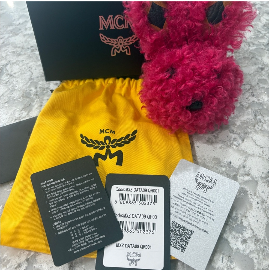 MCM Pink Shearling Bunny Bag Charm / Keychain – Limited Edition, Full Inclusion