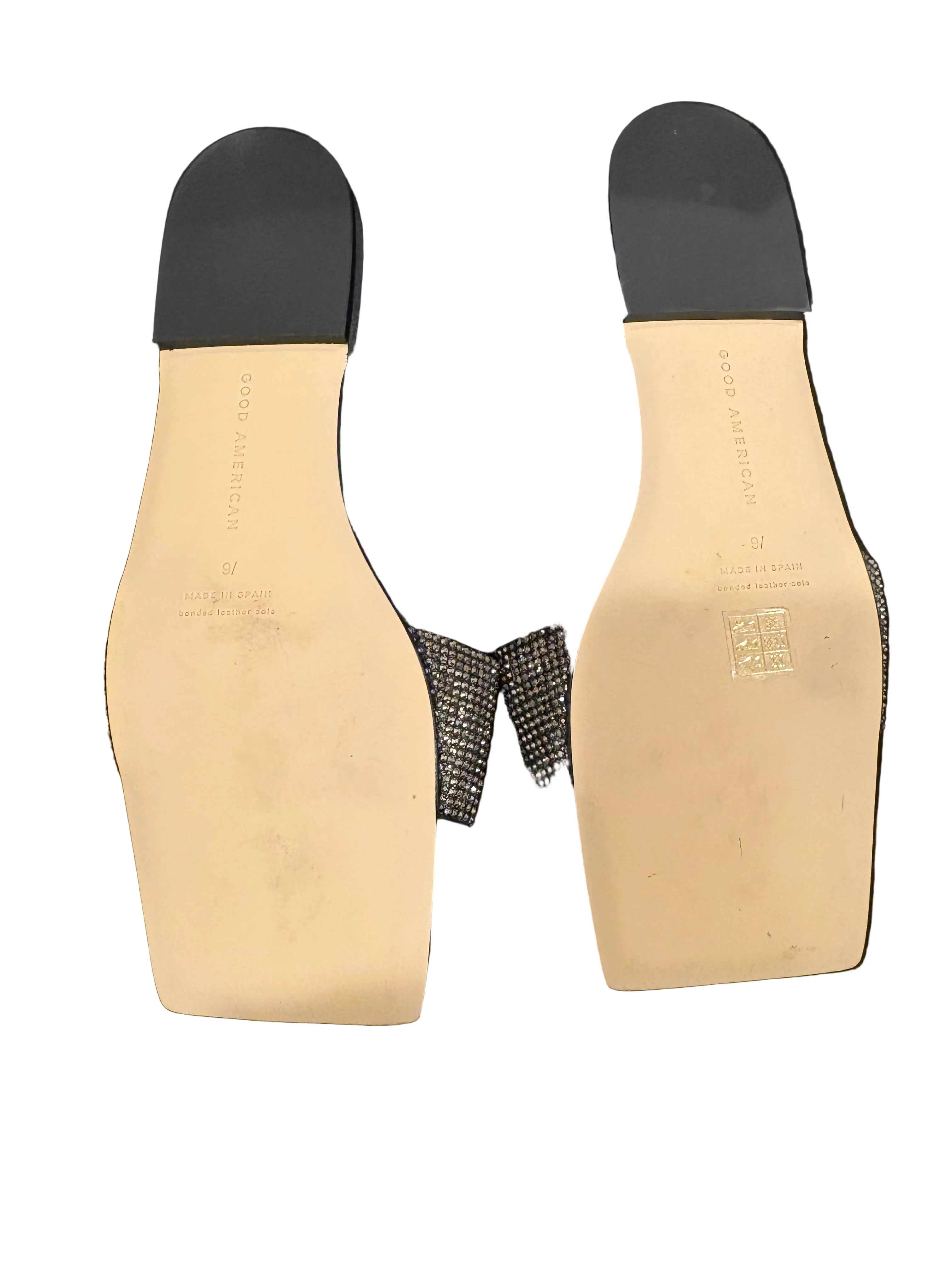 Good American Rhinestone Slide Sandals – Black (Size 9)