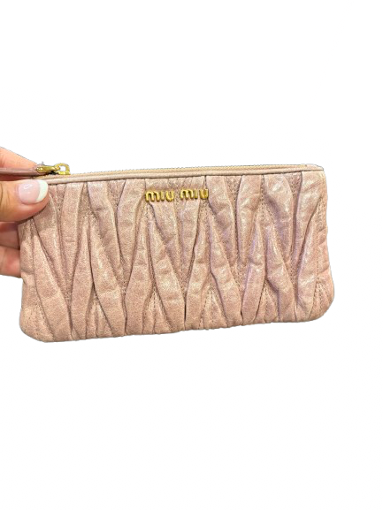 Miu Miu Matelassé Leather Mini Pouch / Clutch – Dusty Pink