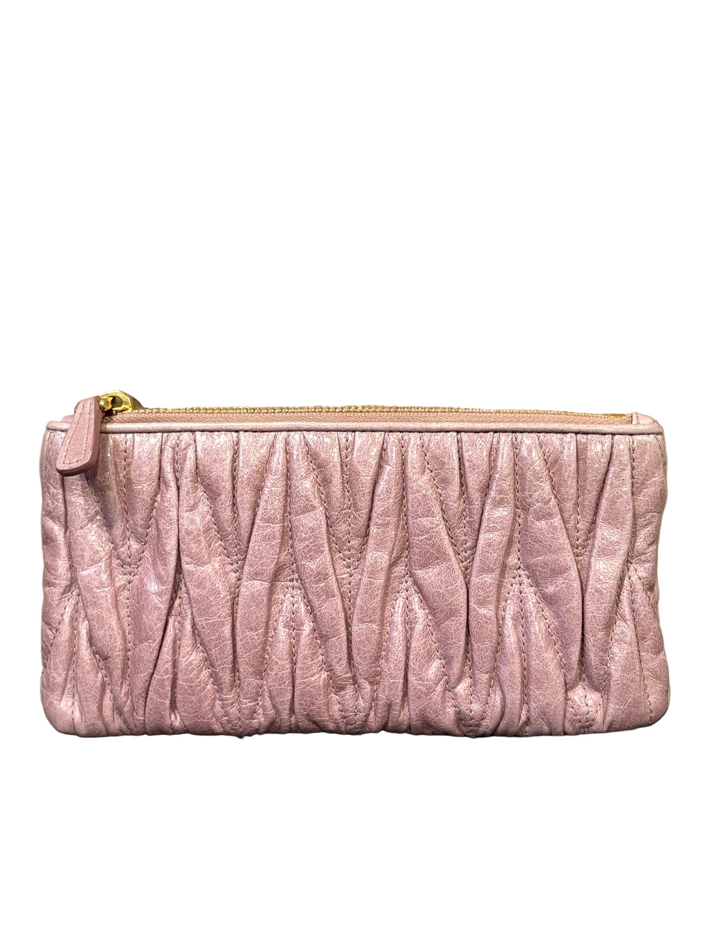 Miu Miu Matelassé Leather Mini Pouch / Clutch – Dusty Pink