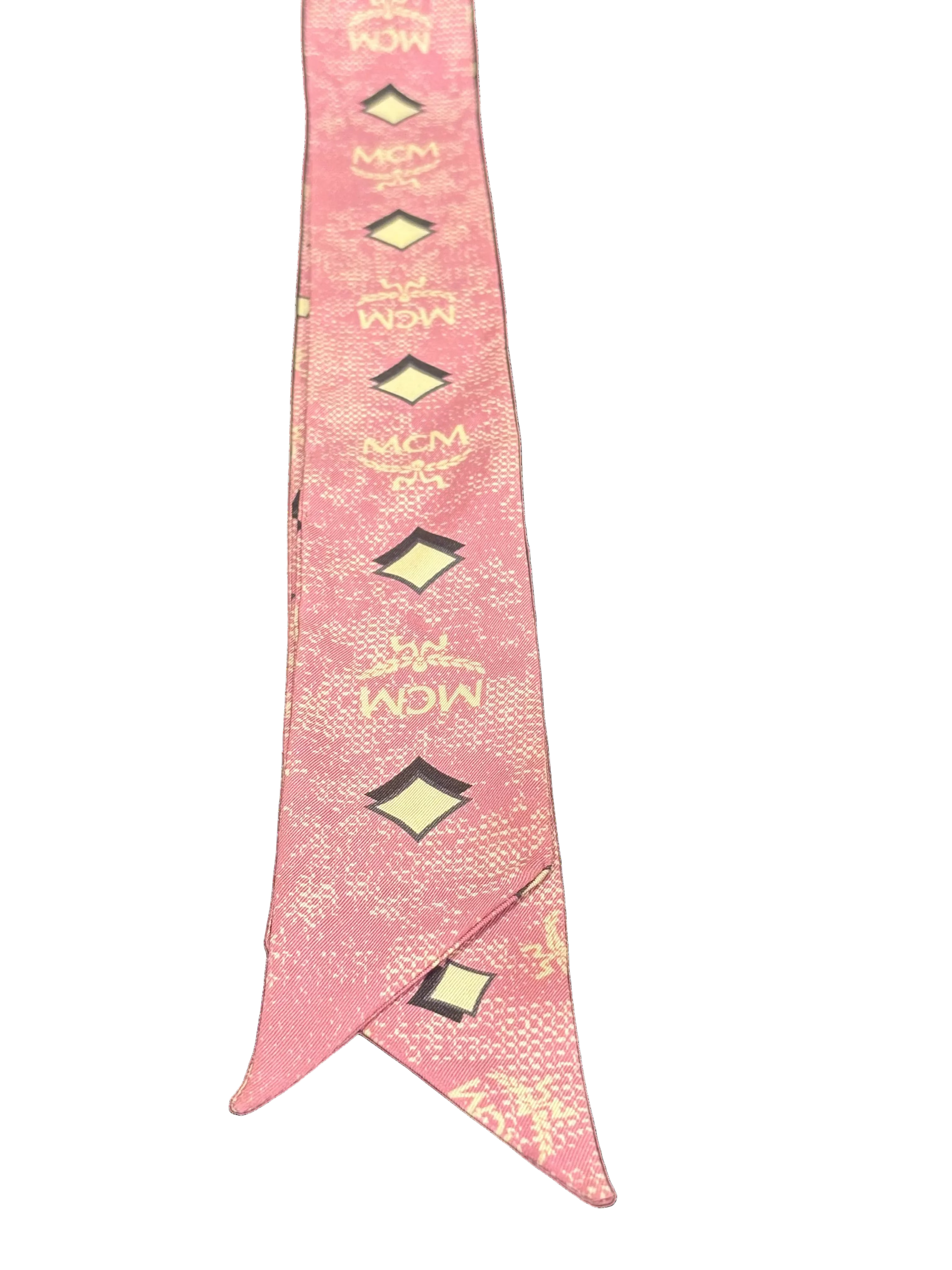MCM Vintage Monogram Silk Twilly Scarf – Sugar Pink