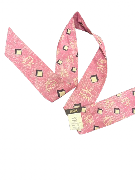 MCM Vintage Monogram Silk Twilly Scarf – Sugar Pink