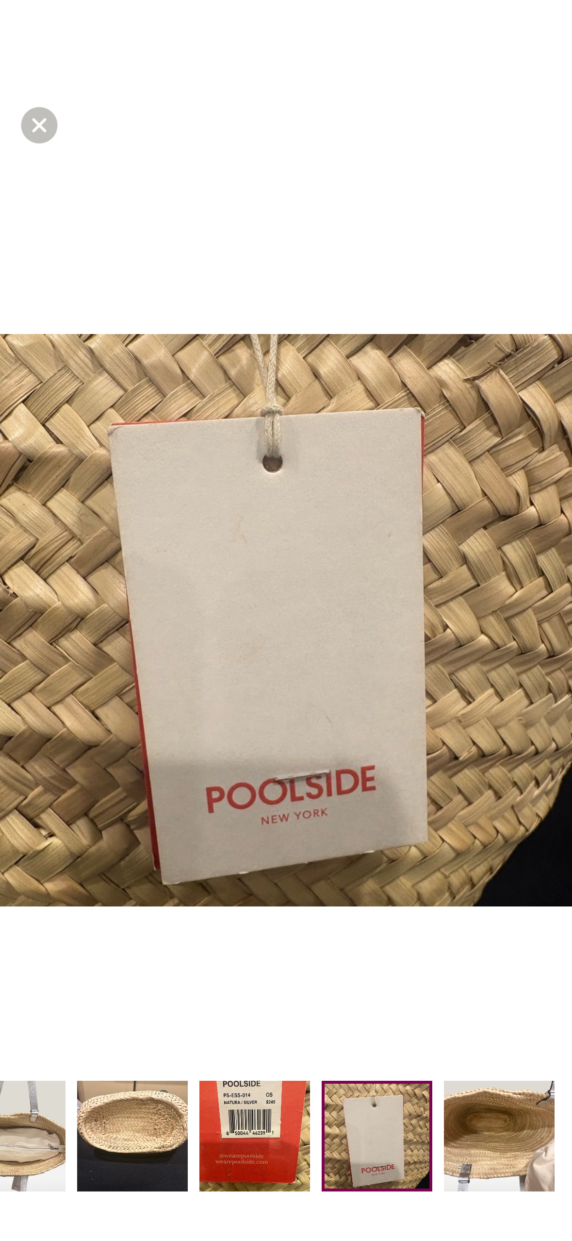 Poolside New York Woven Straw Tote Silver Leather Handles New