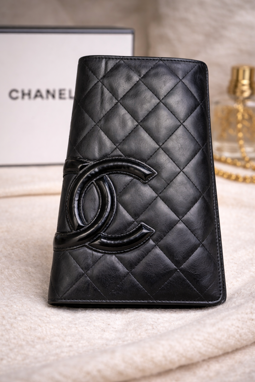 Chanel Cambon Line CC Quilted Long Wallet – Black Calfskin / Pink Interior