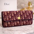 Vintage Dior Oblique Wallet – Burgundy Monogram Canvas & Leather