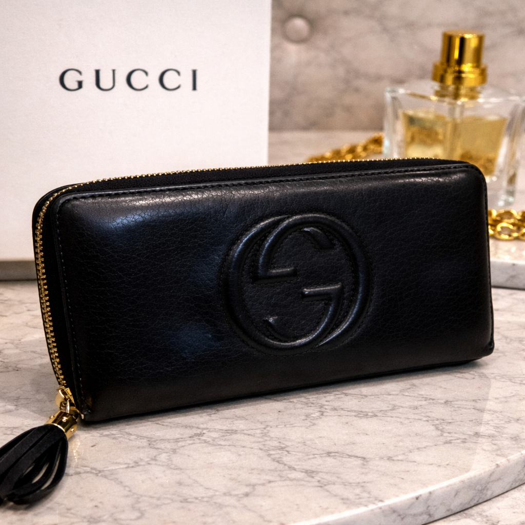 Gucci Soho Zip Around Wallet – Black Leather