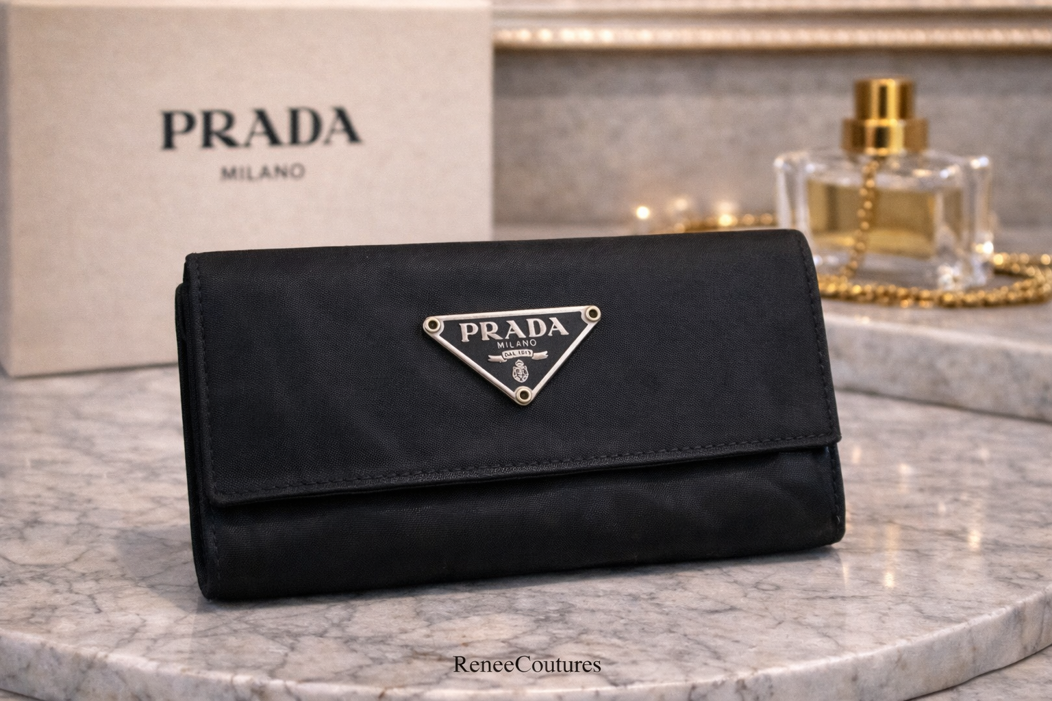 Prada Nero Nylon & Saffiano Leather Key Holder – Black 6 Key Case