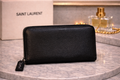 Saint Laurent (YSL) Zip-Around Wallet – Black Leather | Silver Hardware