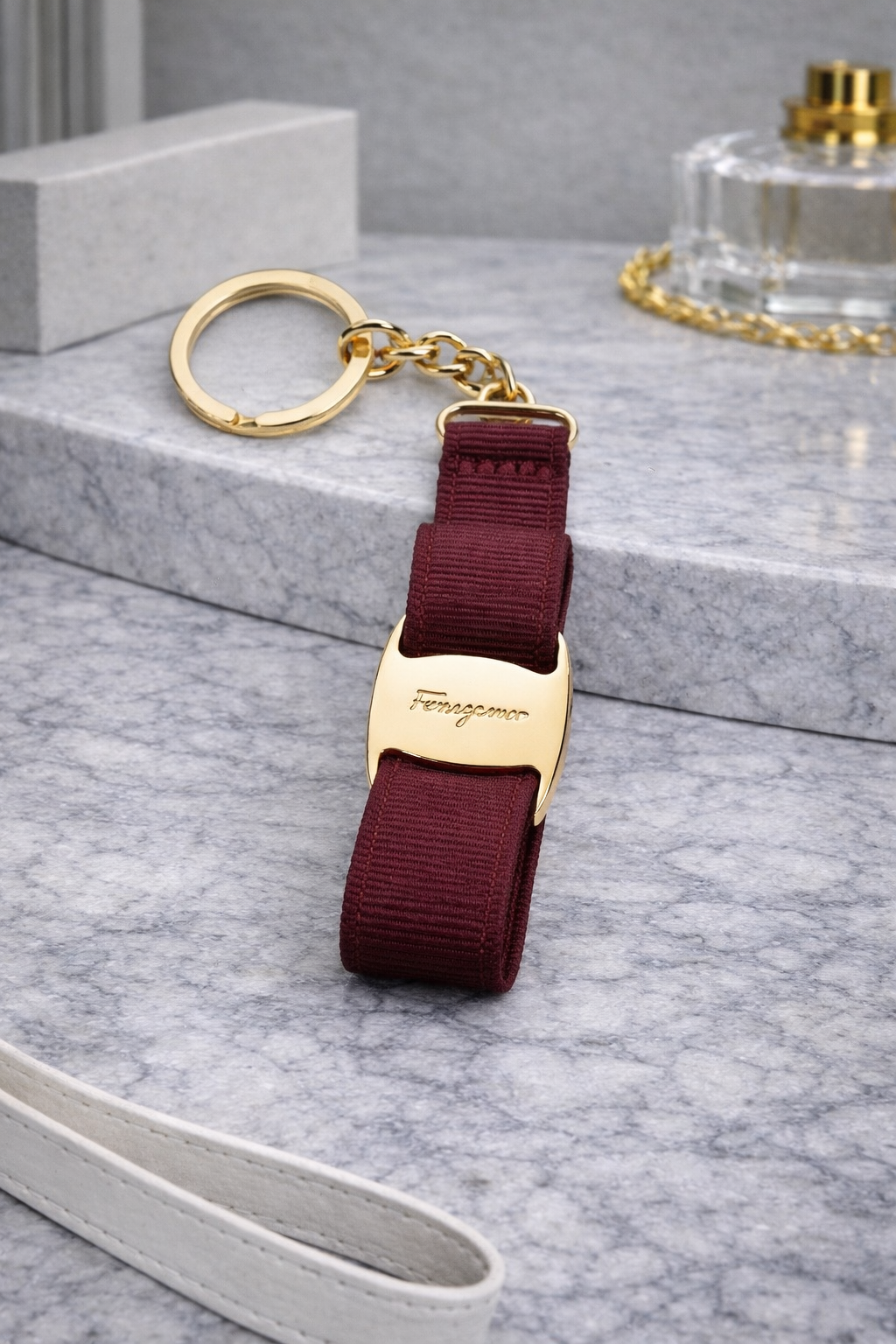 Salvatore Ferragamo Red and Gold Key Holder