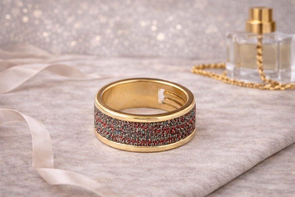 Etro Multicolor Tweed & Gold-Tone Statement Ring