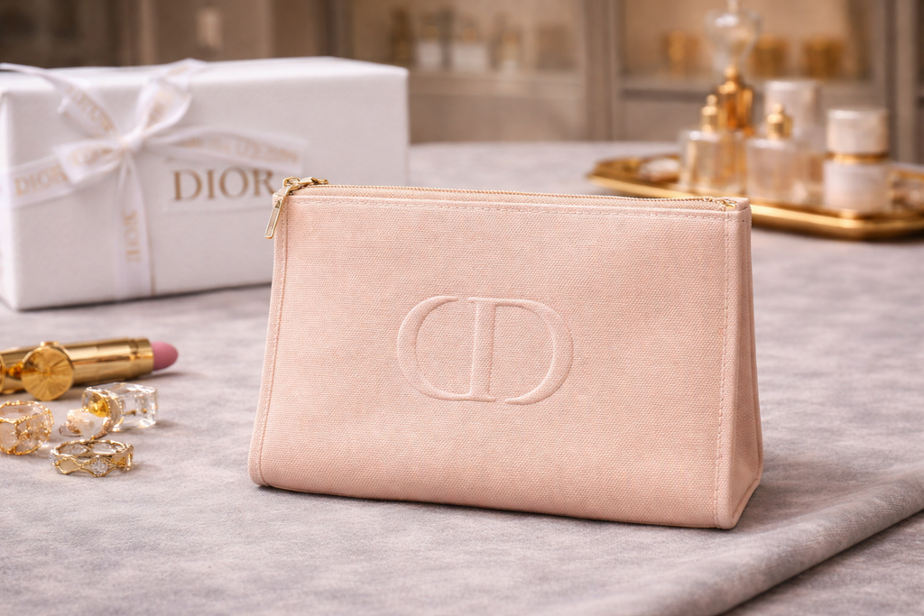 Dior Beauty Canvas Cosmetic Pouch – Embossed CD Logo