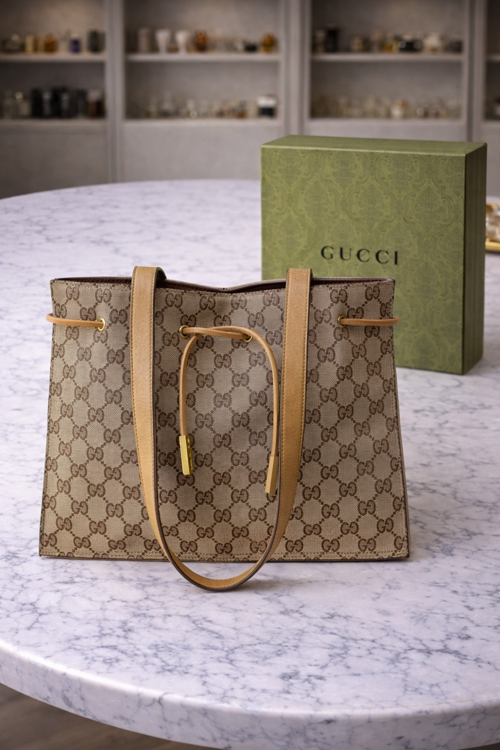 Gucci GG Canvas Drawstring Tote Bag