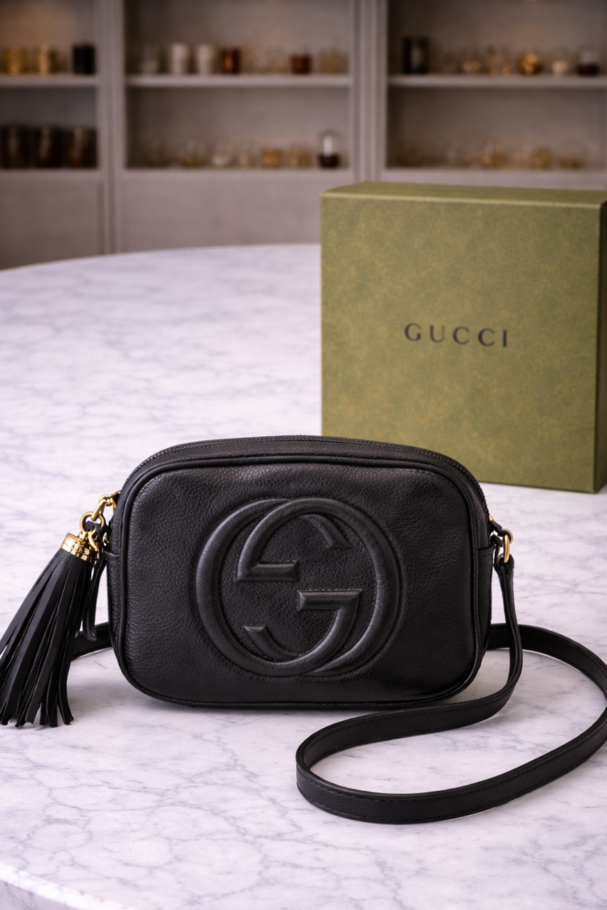 Gucci Black Pebbled Leather Soho Disco Bag