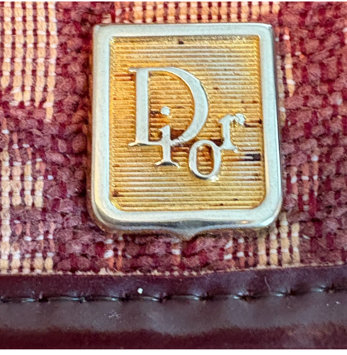 Vintage Dior Oblique Wallet – Burgundy Monogram Canvas & Leather