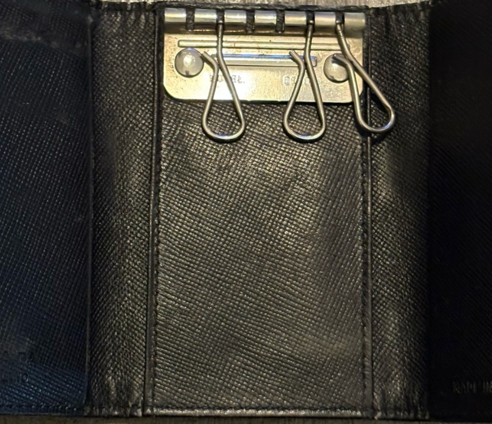 Prada Nero Nylon & Saffiano Leather Key Holder – Black 6 Key Case
