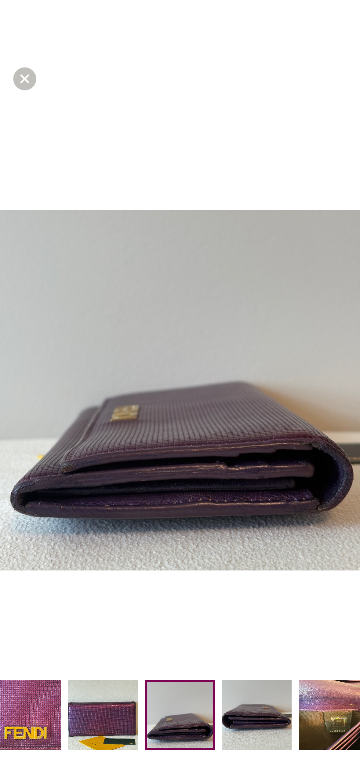 Fendi Purple Shimmer Leather Continental Wallet with Gold Logo – Made in Italy