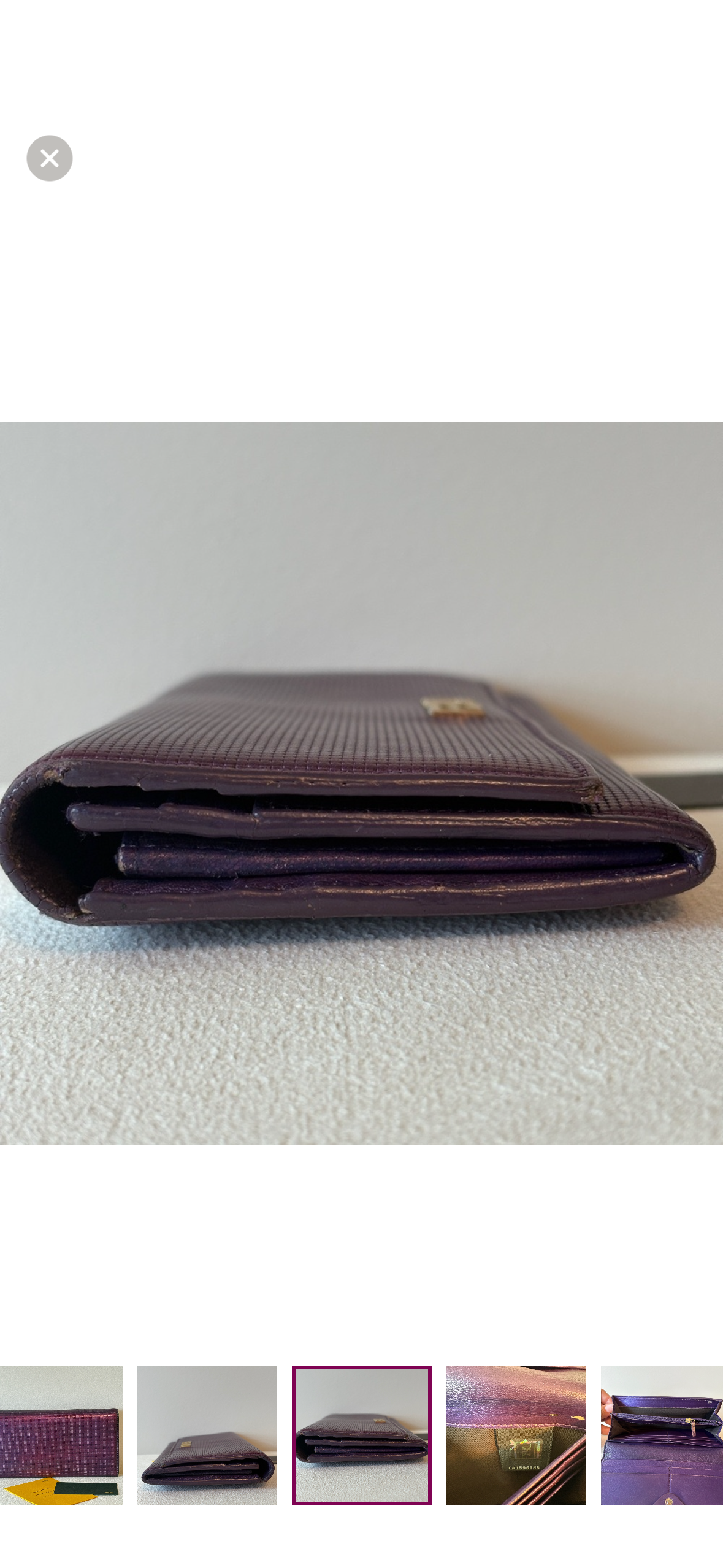 Fendi Purple Shimmer Leather Continental Wallet with Gold Logo – Made in Italy
