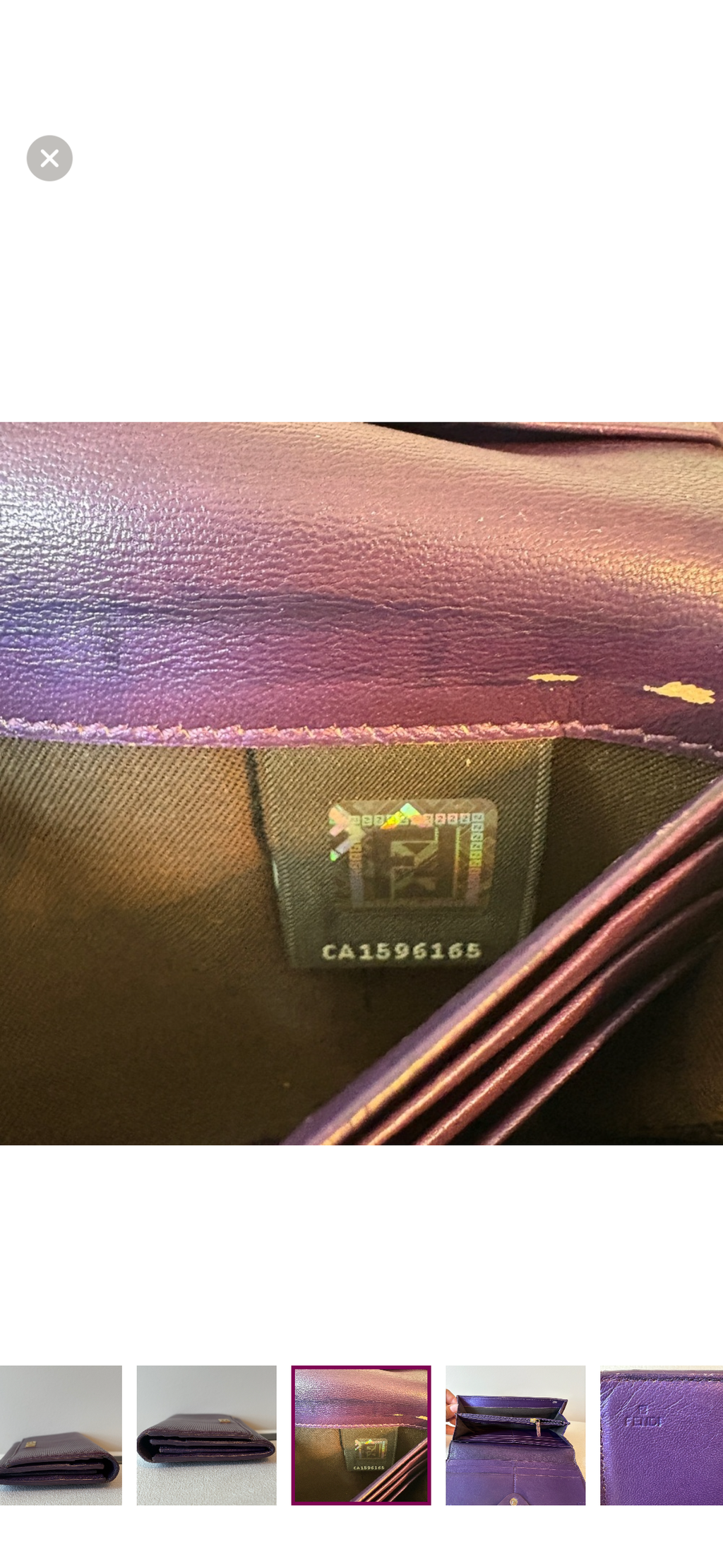 Fendi Purple Shimmer Leather Continental Wallet with Gold Logo – Made in Italy
