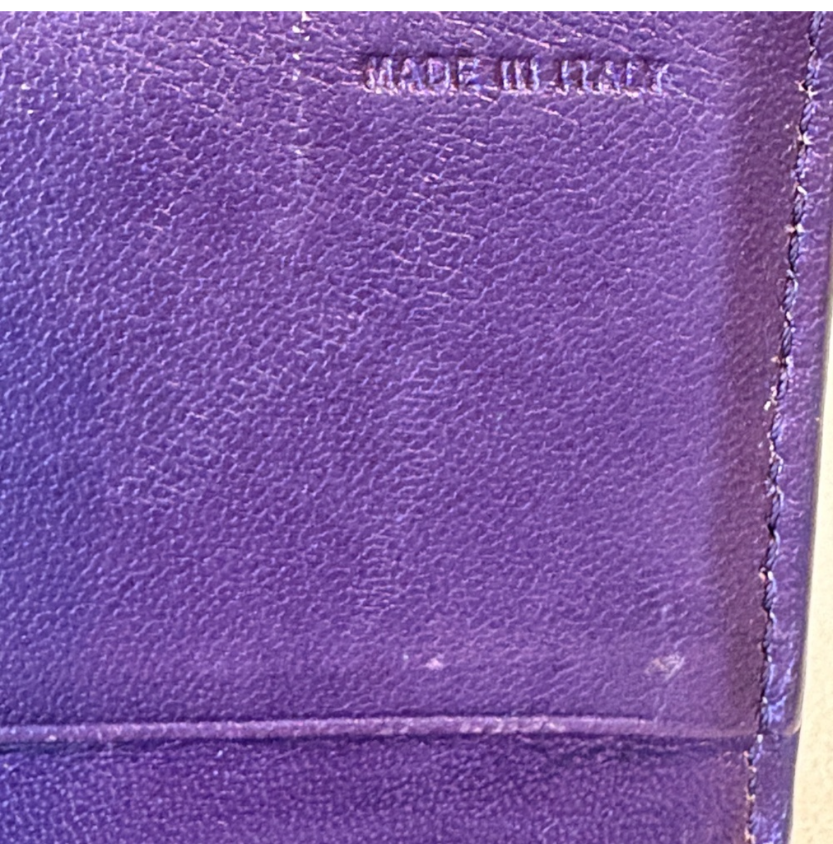 Fendi Purple Shimmer Leather Continental Wallet with Gold Logo – Made in Italy