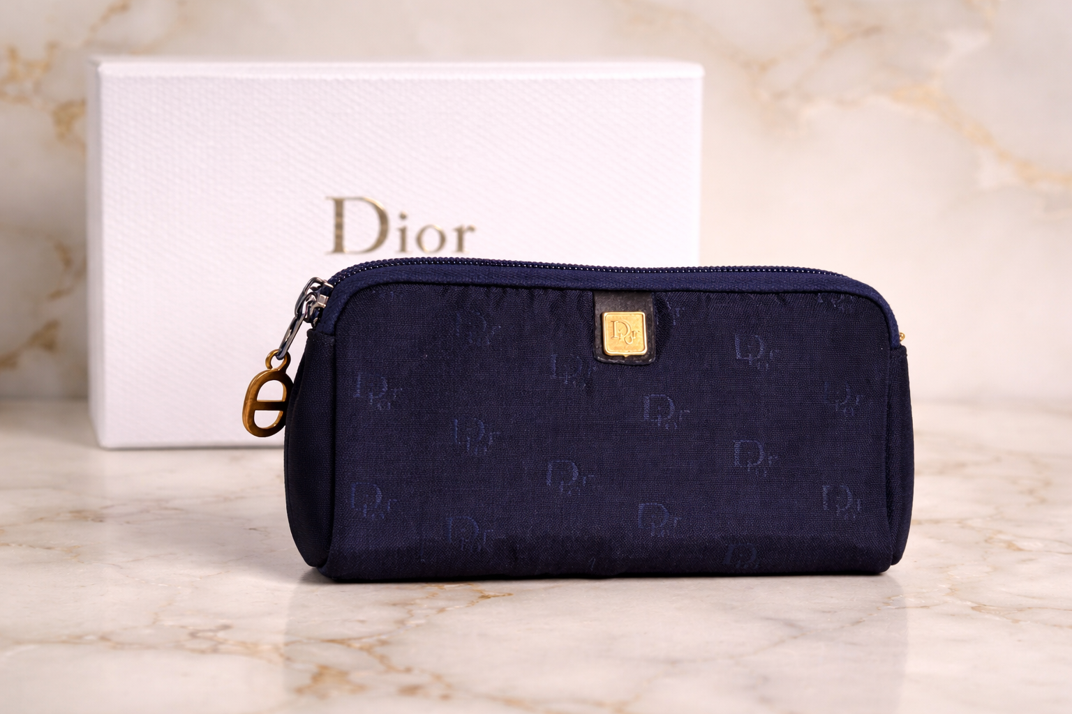 Vintage Dior Navy Canvas Mini Pouch