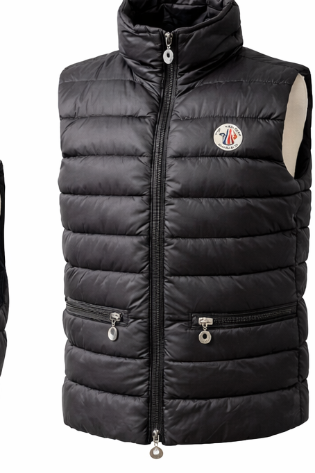 Moncler Black Quilted Down Puffer Vest | Size 5 (XL) | Logo Patch