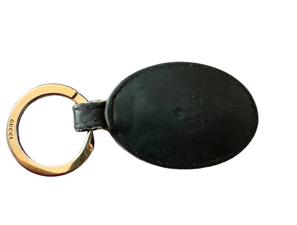 Gucci Interlocking GG Leather Keychain – Green & Gold | Made in Italy