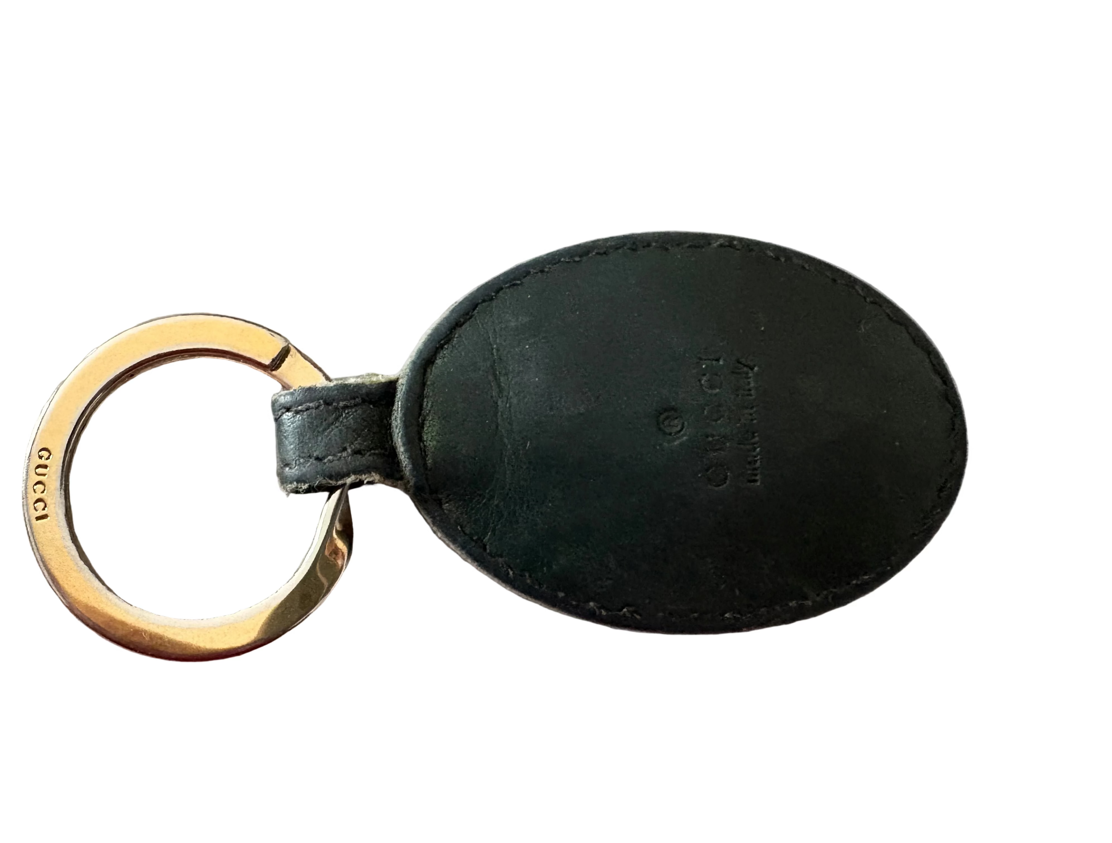 Gucci Interlocking GG Leather Keychain – Green & Gold | Made in Italy