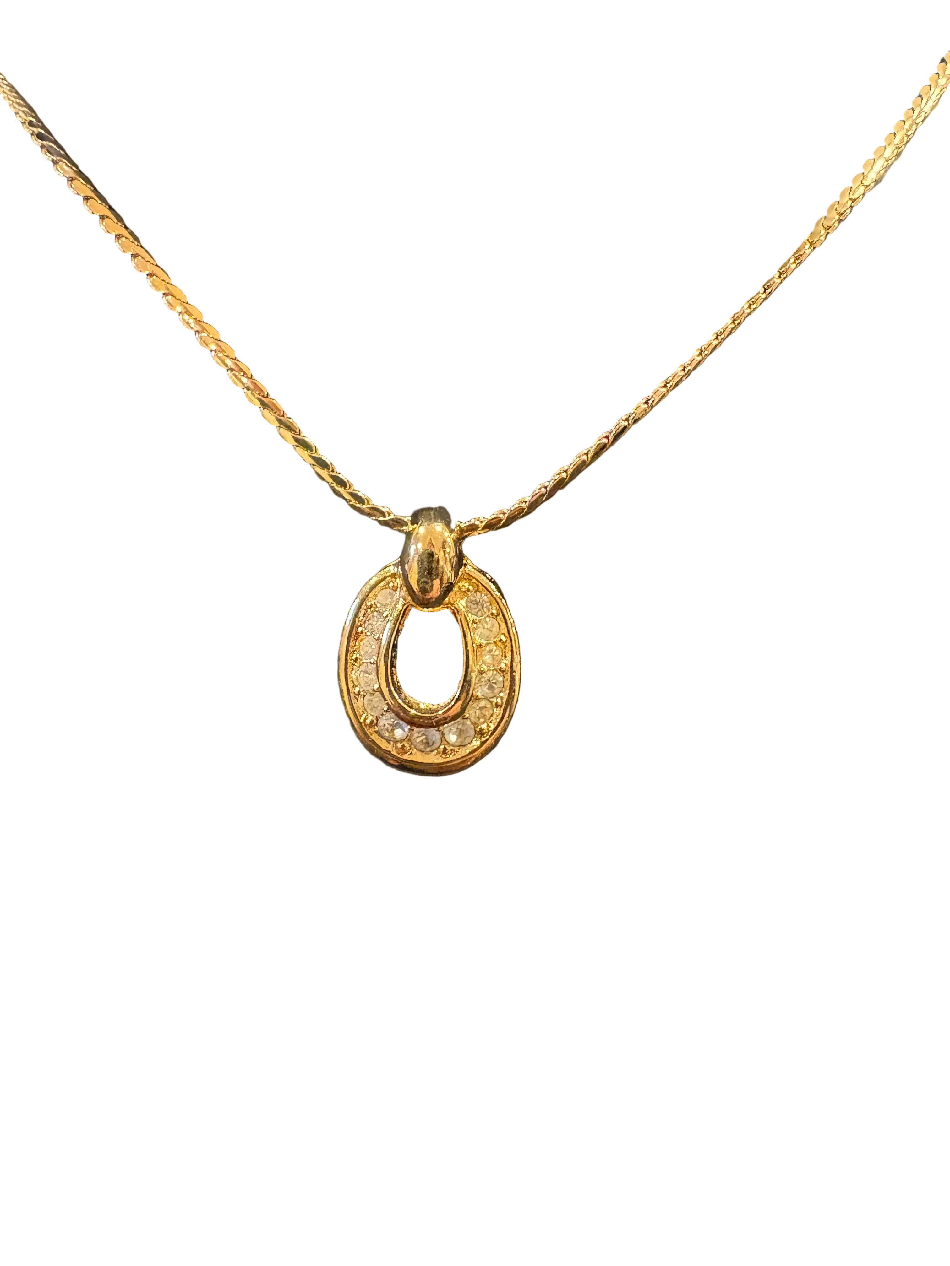 Christian Dior Pavé Crystal Pendant Necklace Gold Tone – Authentic Dior Jewelry