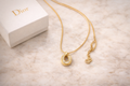 Christian Dior Pavé Crystal Pendant Necklace Gold Tone – Authentic Dior Jewelry