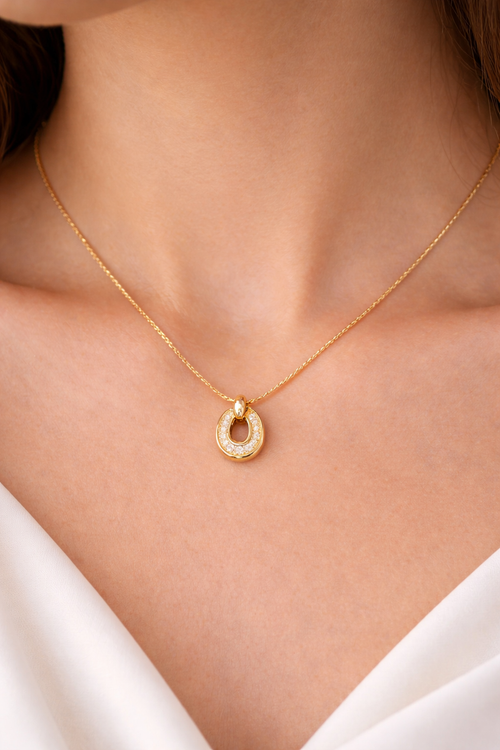 Christian Dior Pavé Crystal Pendant Necklace Gold Tone – Authentic Dior Jewelry