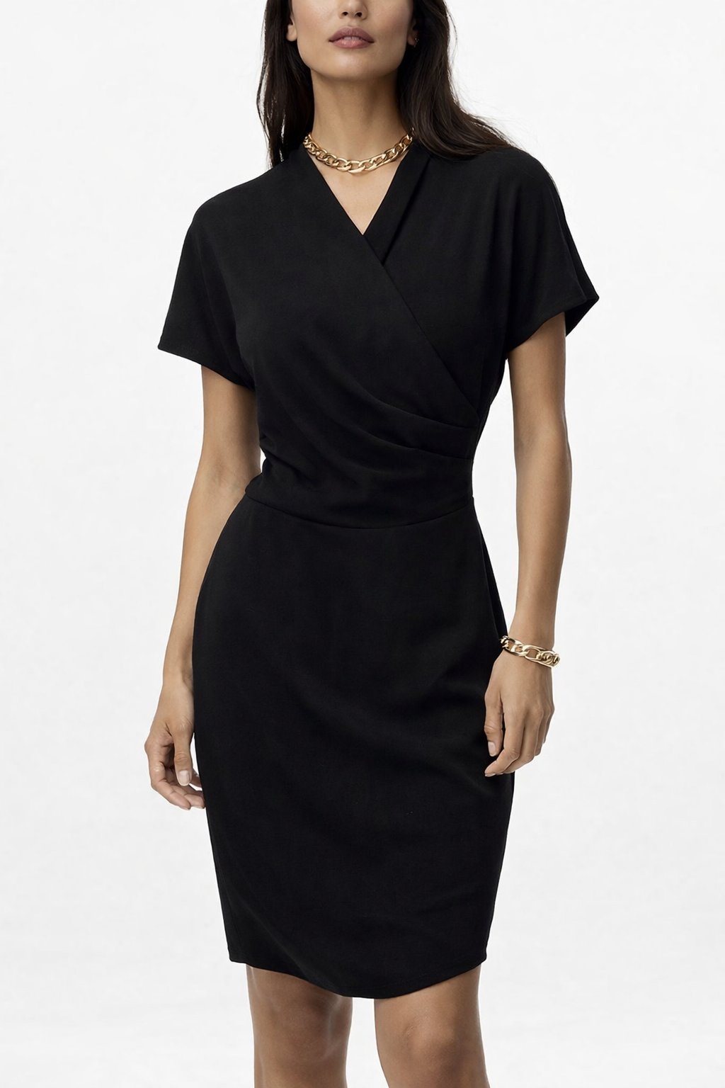 Bottega Veneta Black Draped Wrap Dress – Size IT 46 (US 10/12)