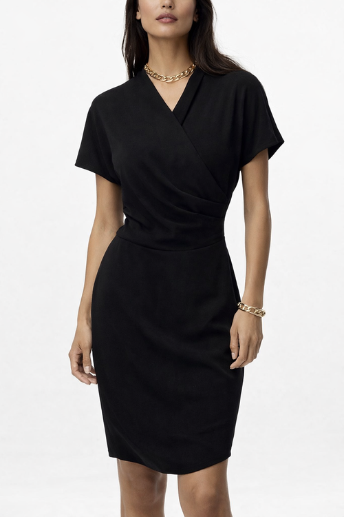 Bottega Veneta Black Draped Wrap Dress – Size IT 46 (US 10/12)