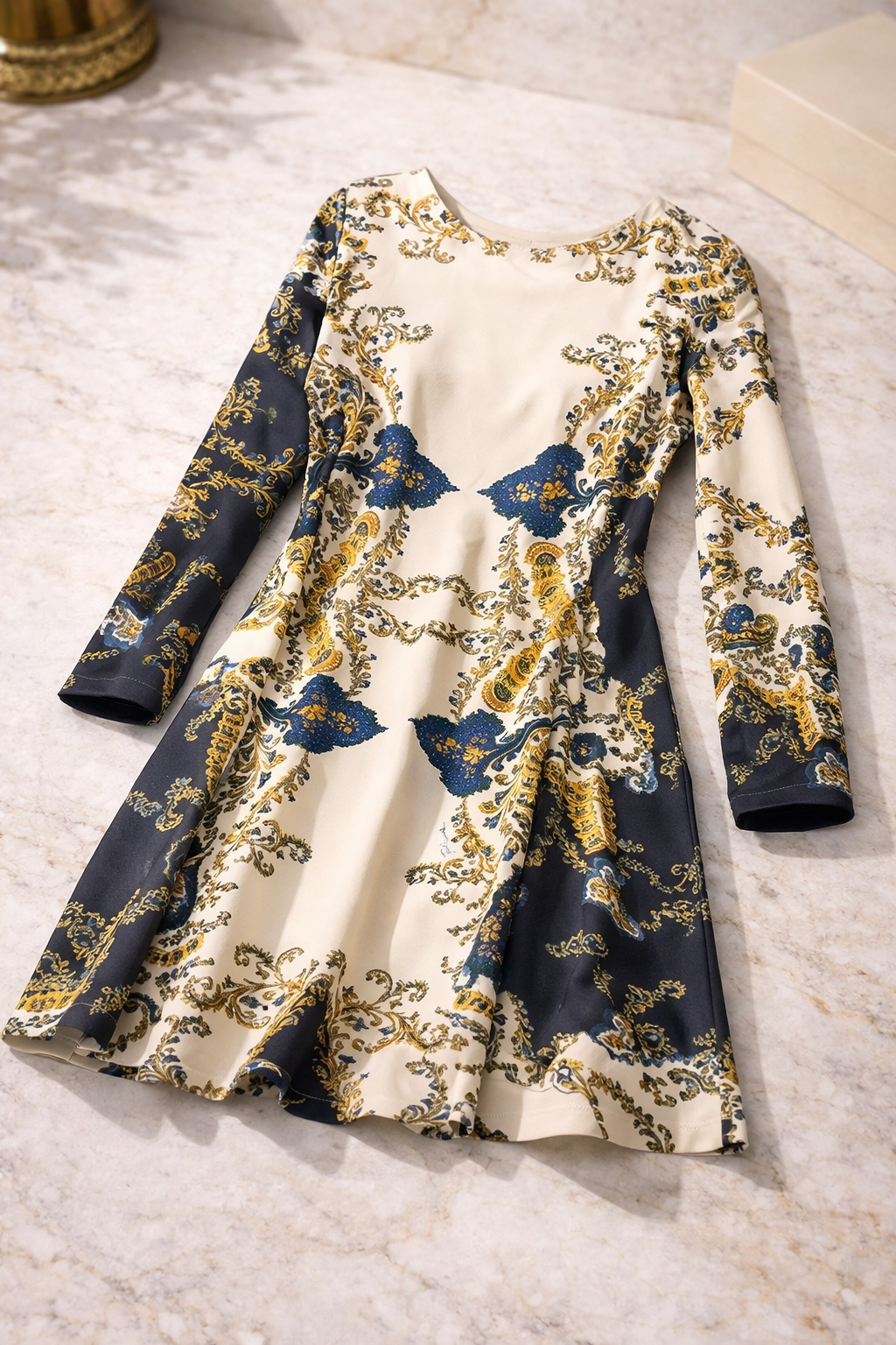 Just Cavalli Baroque Paisley Print Fit & Flare Dress – Made in Italy