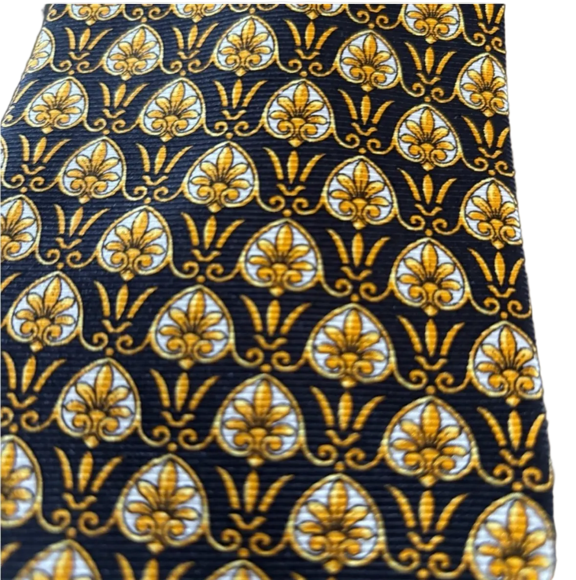 Gianni Versace Silk Tie – Black & Gold Baroque Print