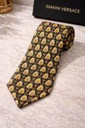 Gianni Versace Silk Tie – Black & Gold Baroque Print