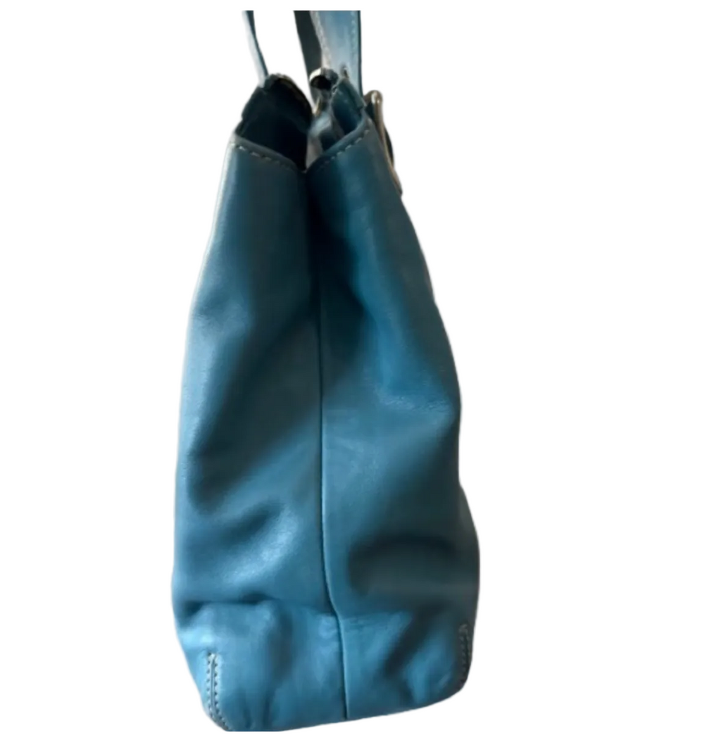 Vintage Coach Hampton Carryall Tote – Glacier Blue Leather (Style 9554)