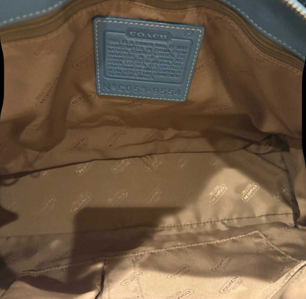 Vintage Coach Hampton Carryall Tote – Glacier Blue Leather (Style 9554)