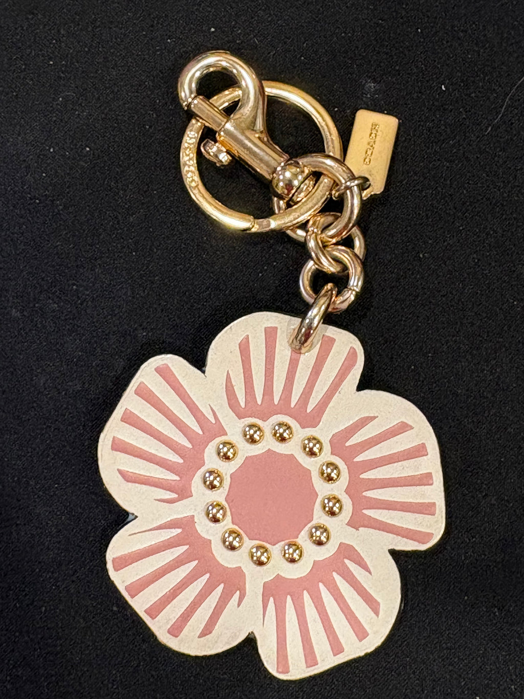 Coach Tea Rose Floral Bag Charm – Ivory/Pink