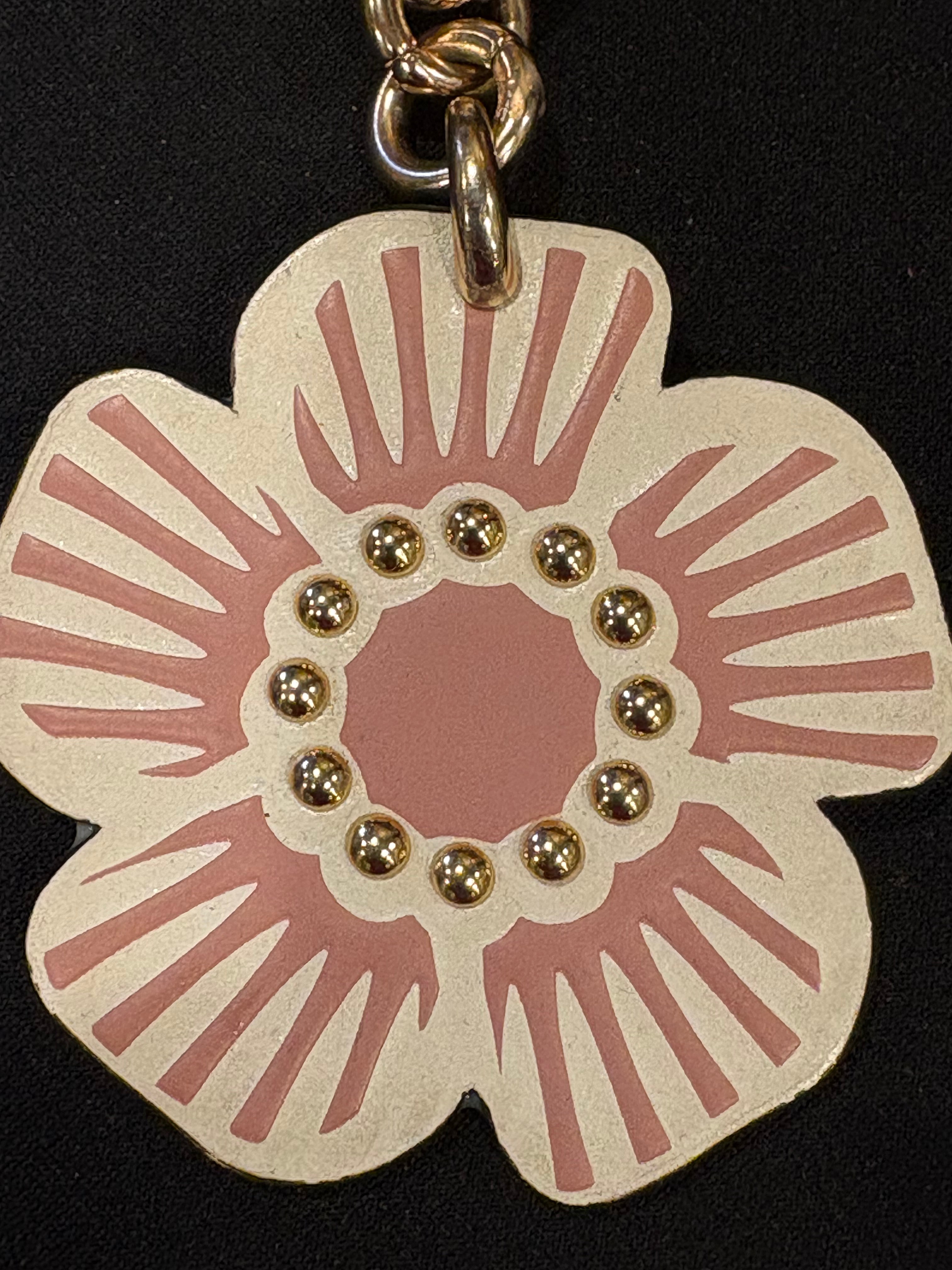 Coach Tea Rose Floral Bag Charm – Ivory/Pink
