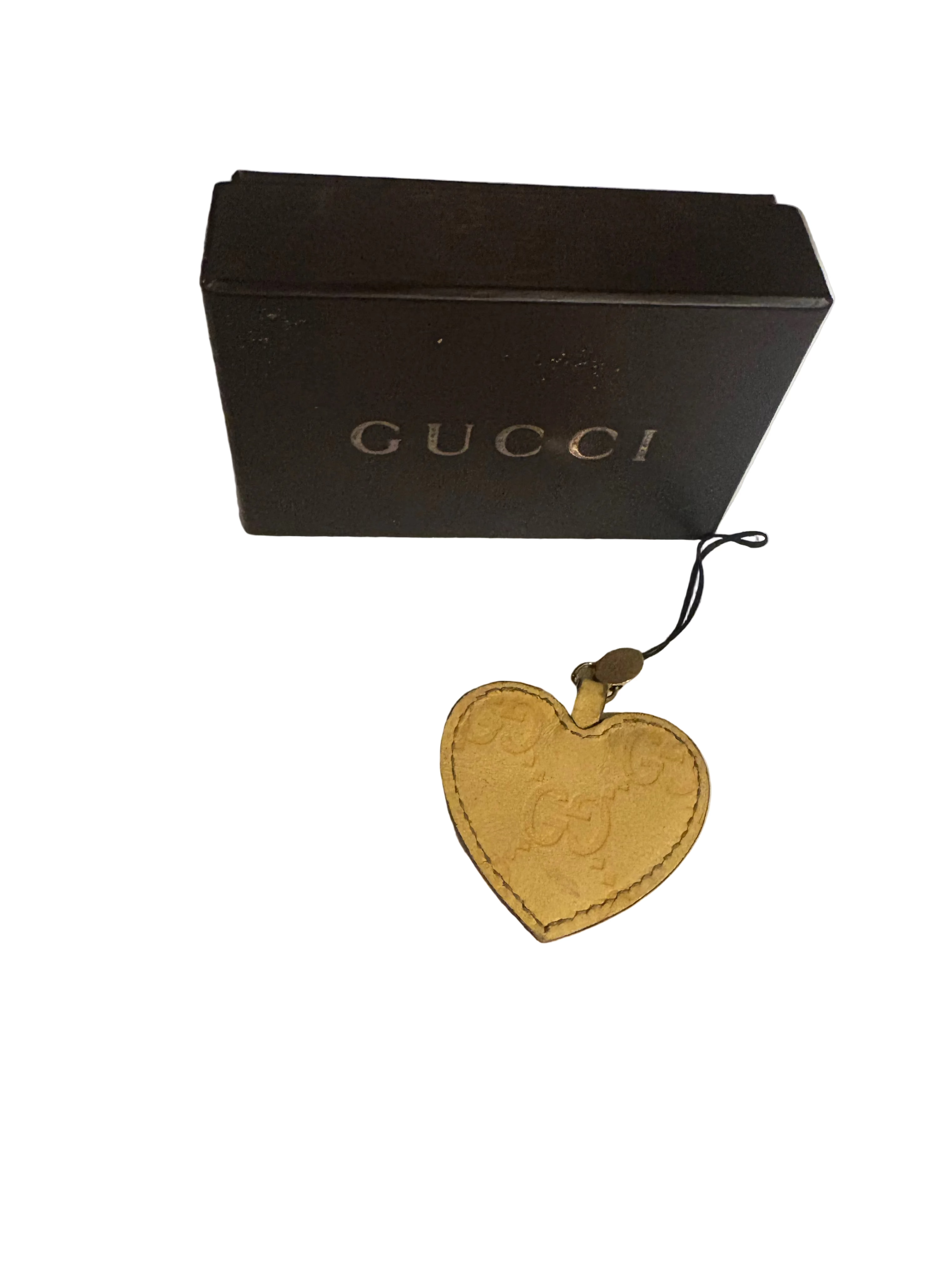Gucci GG Embossed Leather Heart Charm | Bag Charm | Keychain | Phone Accessory