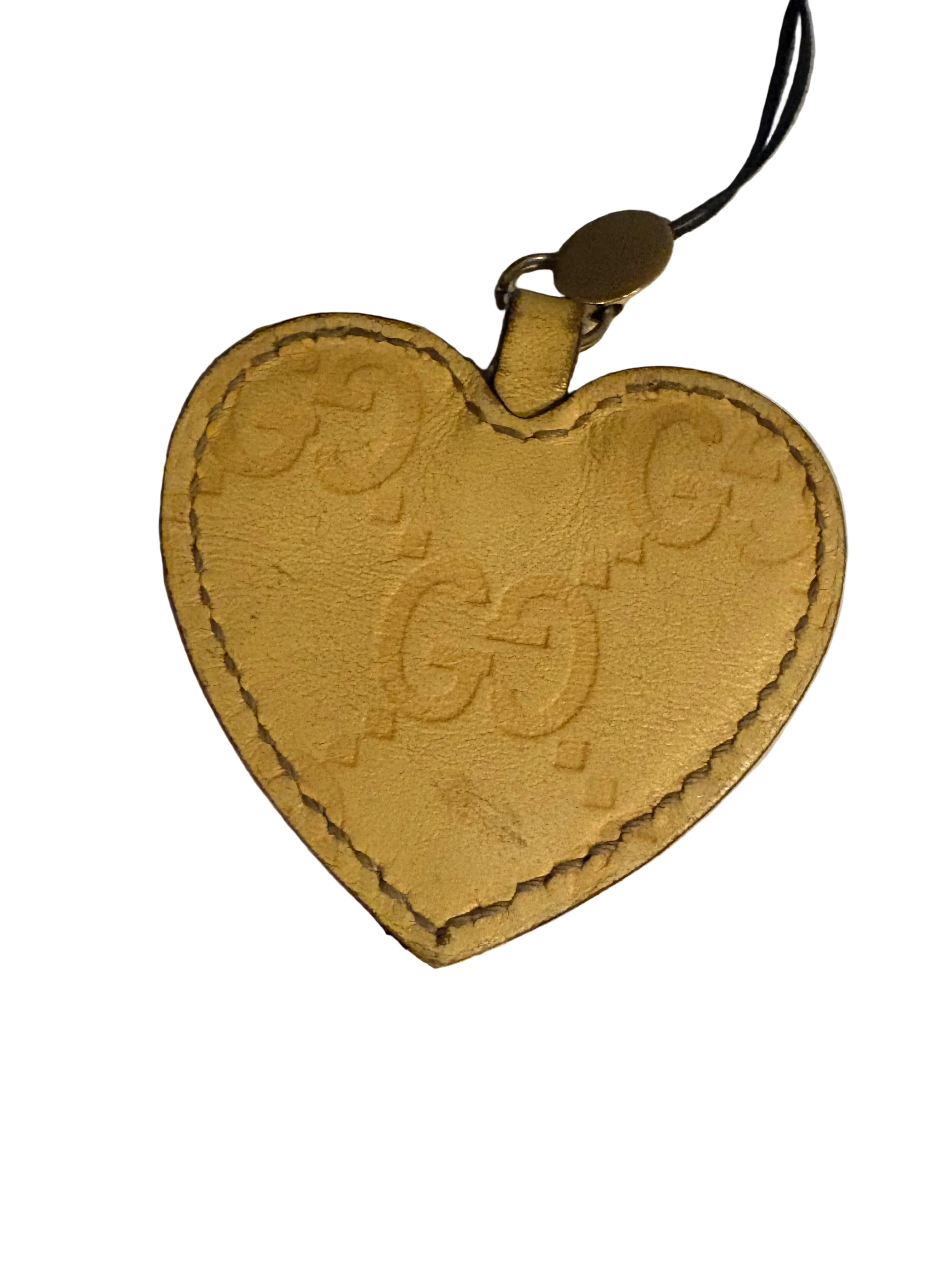 Gucci GG Embossed Leather Heart Charm | Bag Charm | Keychain | Phone Accessory