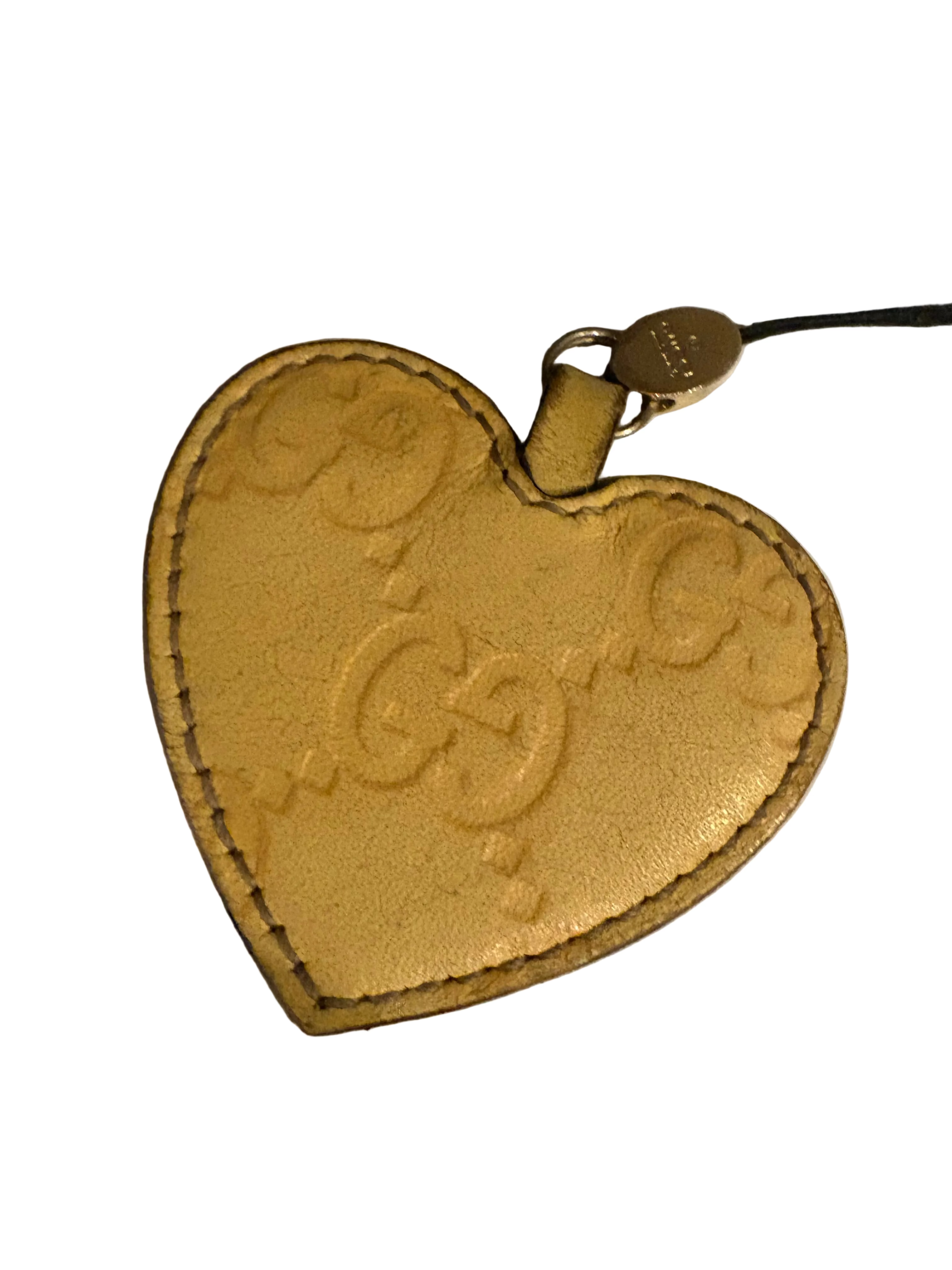 Gucci GG Embossed Leather Heart Charm | Bag Charm | Keychain | Phone Accessory