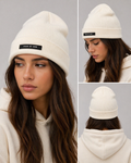 Fear of God Essentials Cream Knit Beanie Sixth Collection Logo