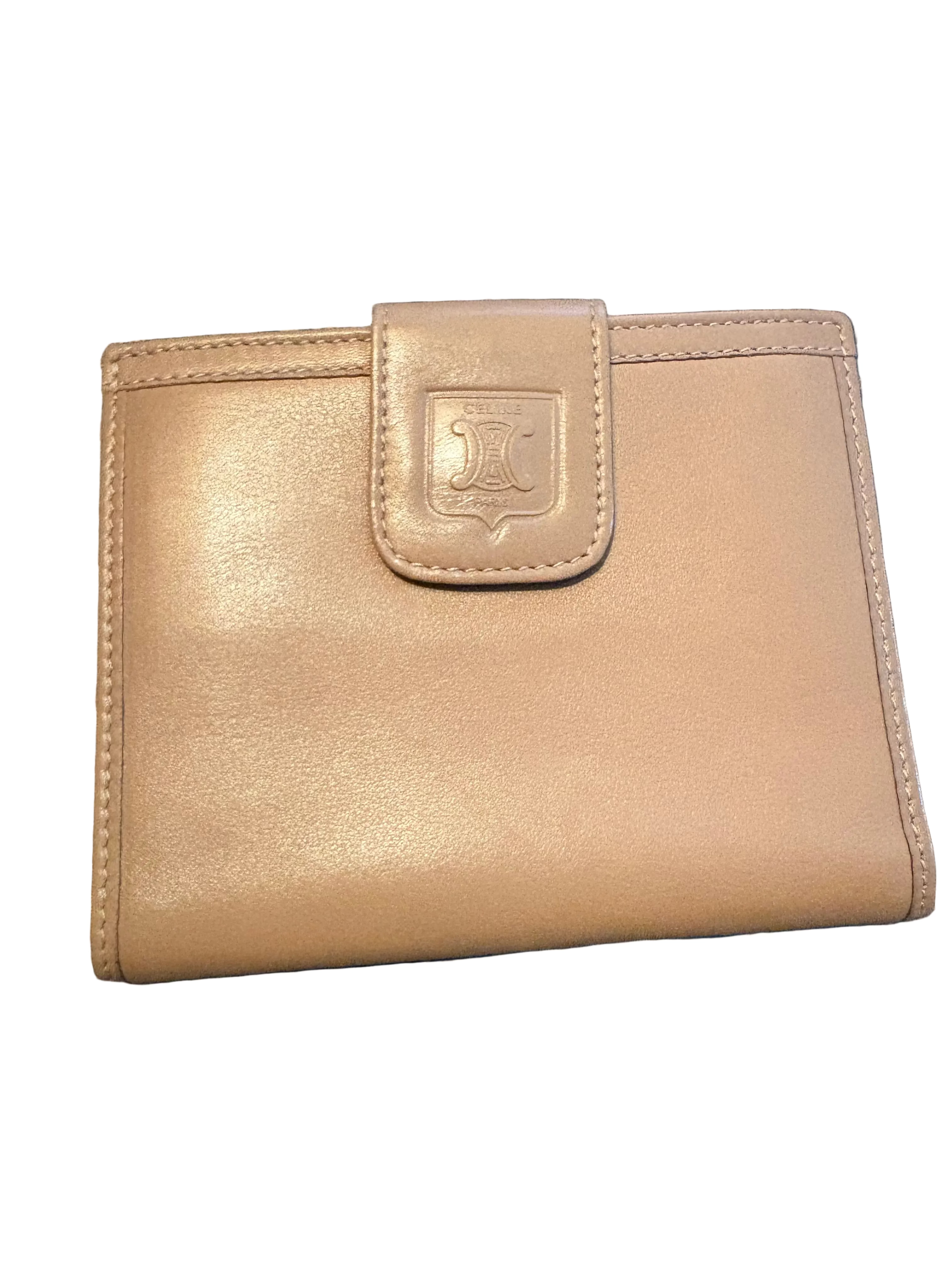 Celine Triomphe Leather Wallet – Tan